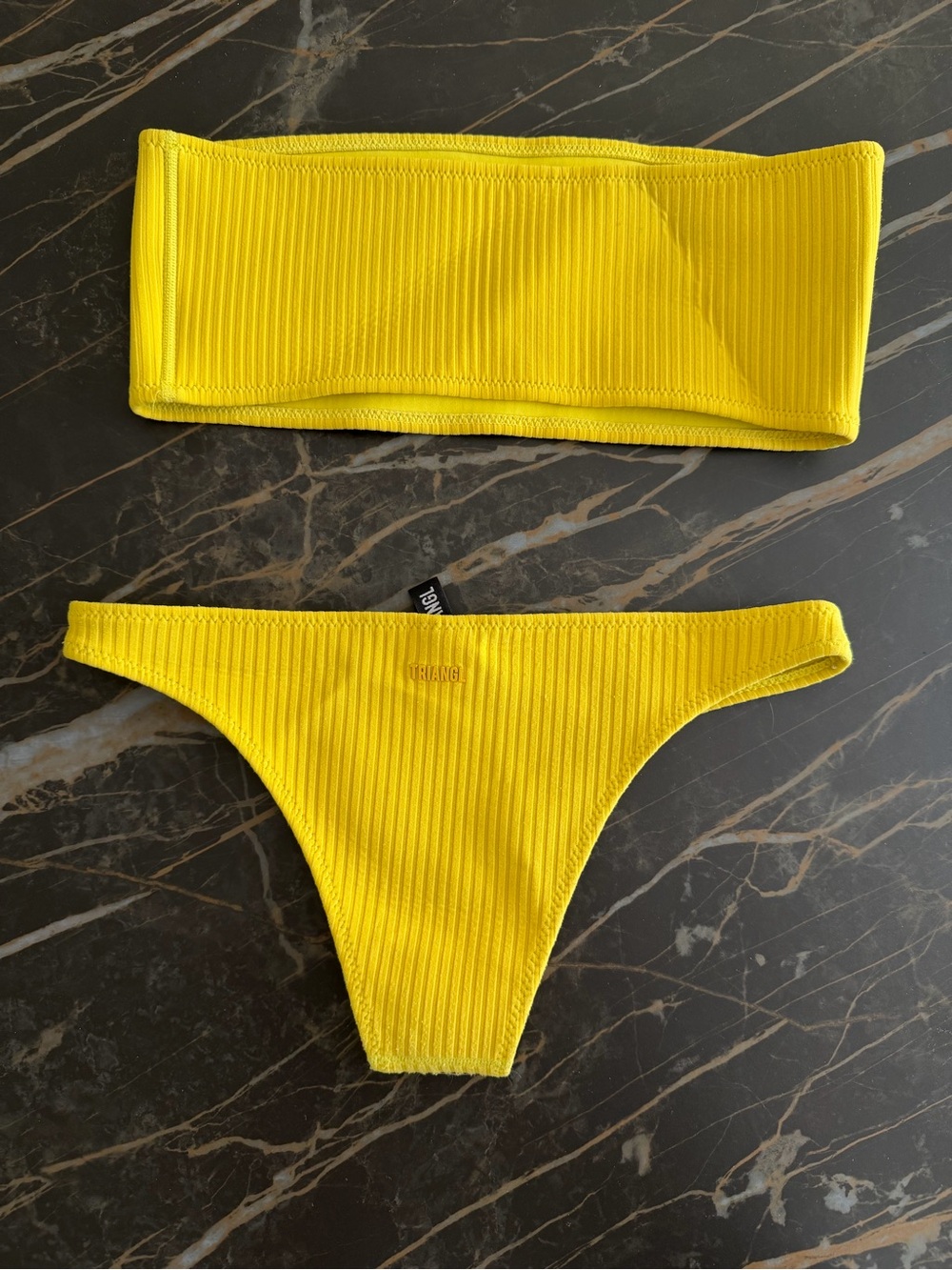 Triangl Yellow Ribbed Bikini Set - Picture 3 of 5